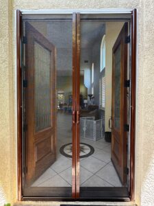 retractable screen installed on front door